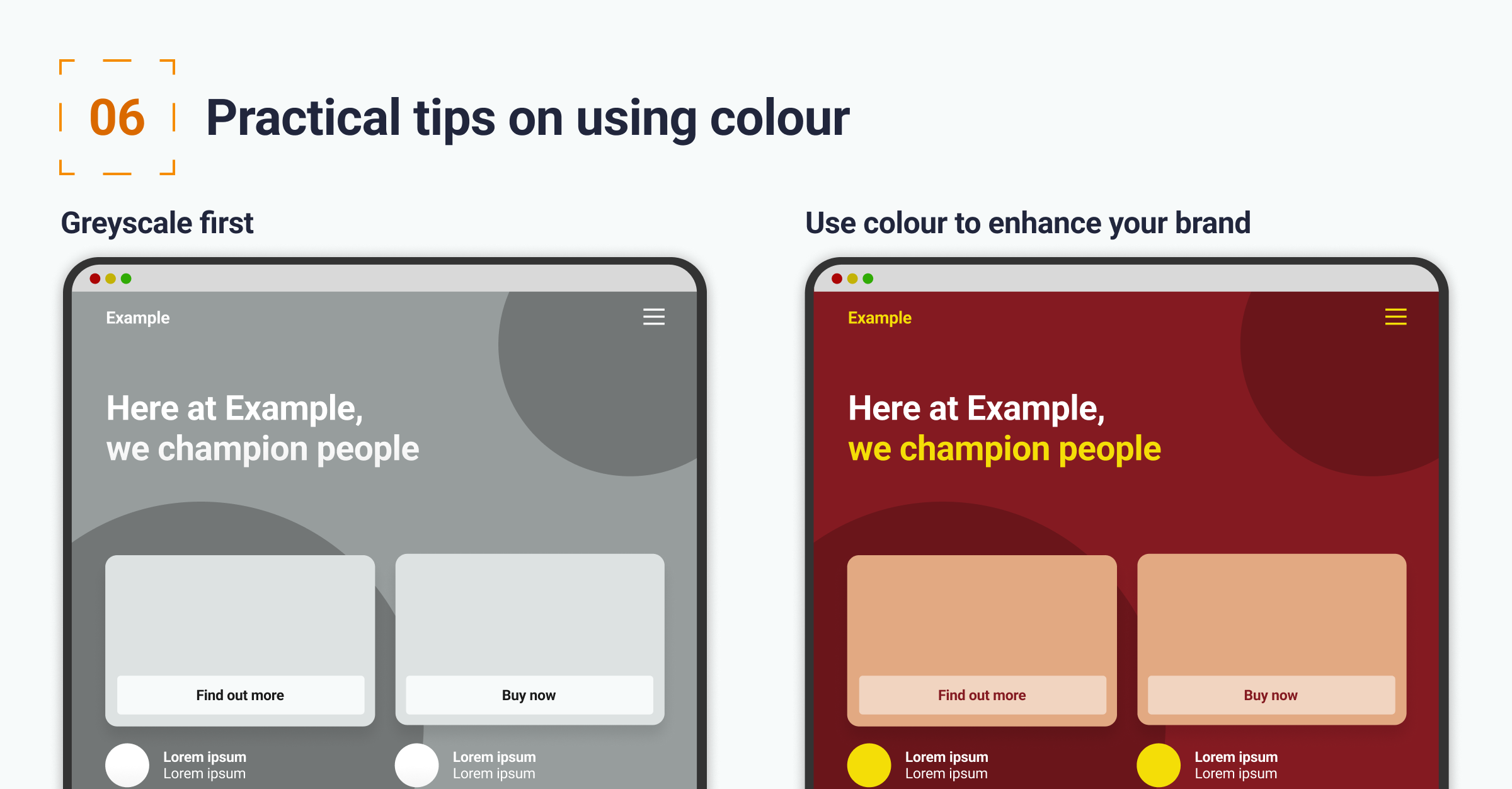 This is the infographic which explains the practical tips on using colour